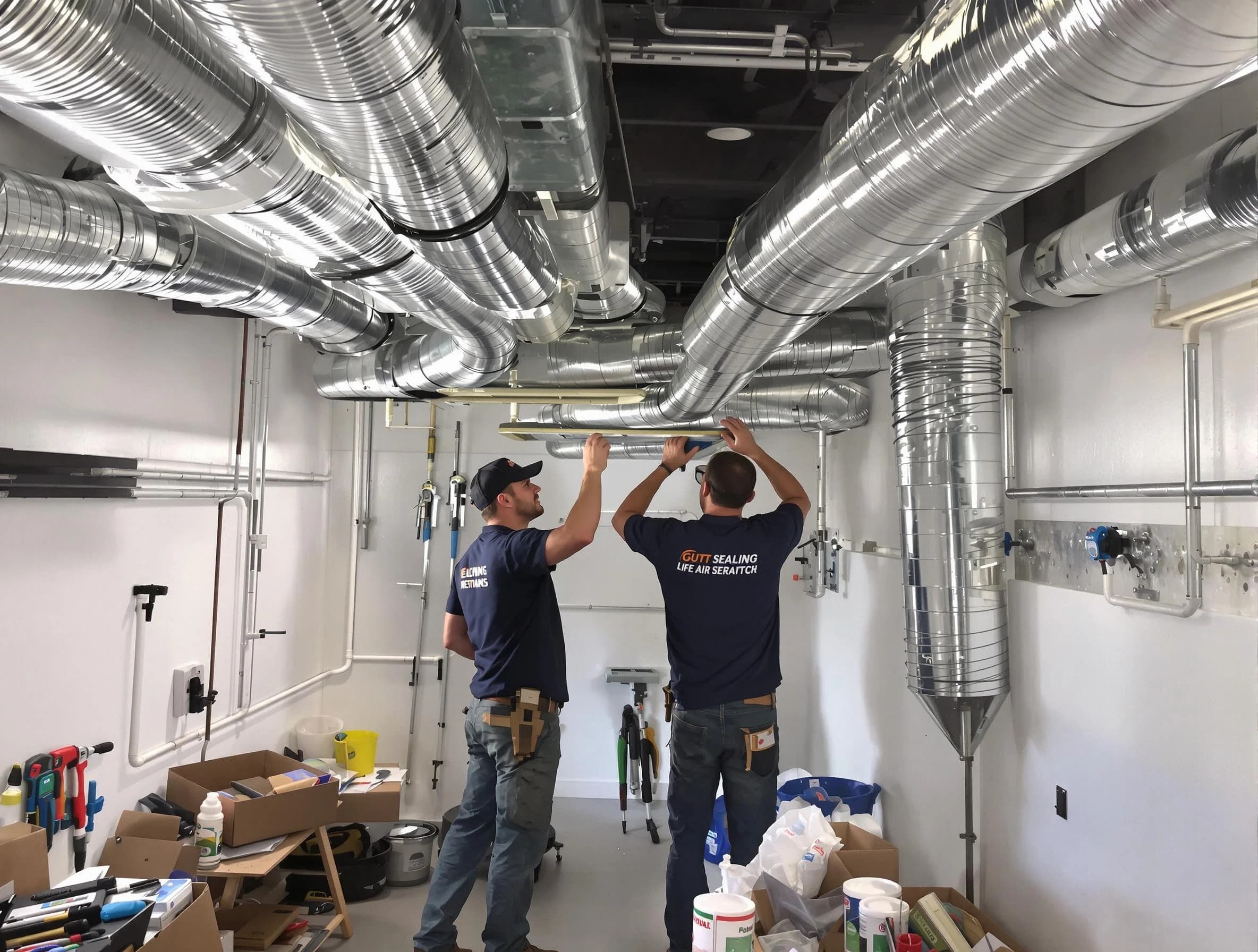 Franklin Air Duct Cleaning technician applying professional duct sealing solutions in Franklin