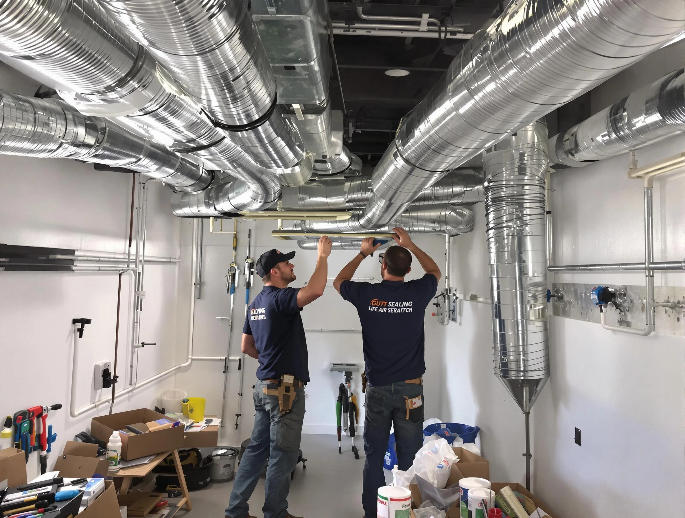 Franklin Air Duct Cleaning technician applying professional duct sealing solutions in Franklin